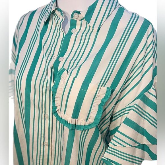 Retro Striped Button Down Shirt NWOT - Picture 9 of 12